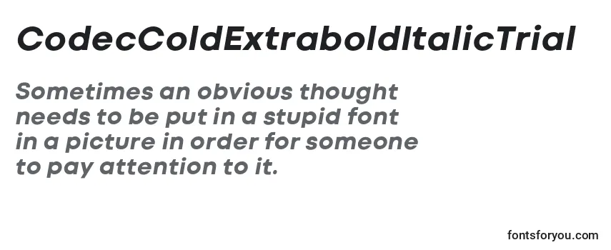 CodecColdExtraboldItalicTrial Font