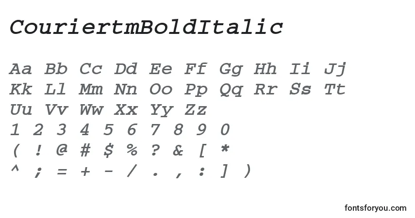 CouriertmBoldItalic-fontti – aakkoset, numerot, erikoismerkit