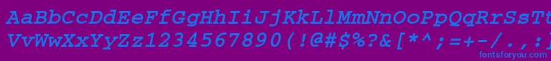 フォントCouriertmBoldItalic – 紫色の背景に青い文字