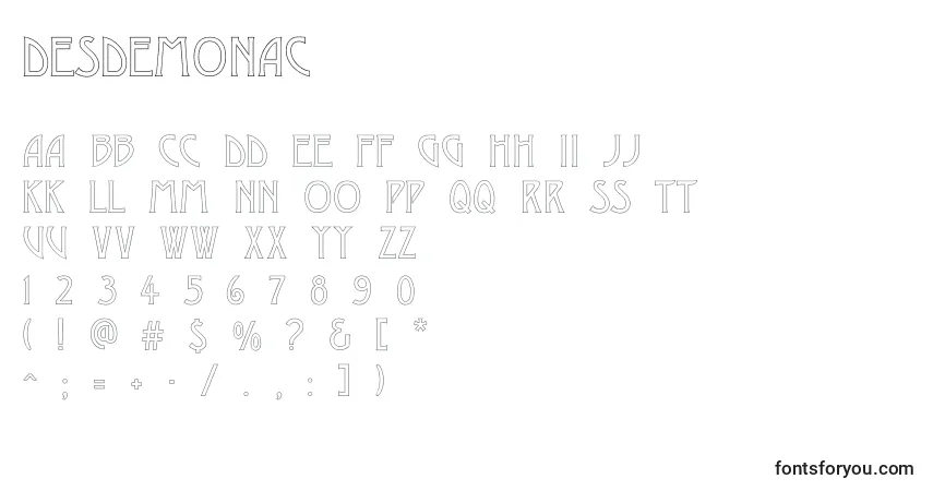 Шрифт Desdemonac – алфавит, цифры, специальные символы