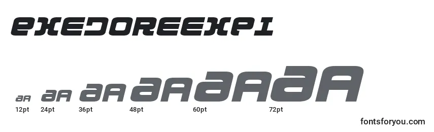 Размеры шрифта Exedoreexpi