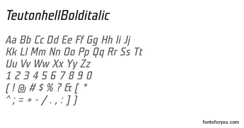 TeutonhellBolditalicフォント–アルファベット、数字、特殊文字