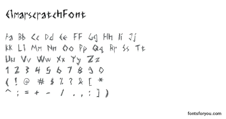 A fonte Elmarscratchfont – alfabeto, números, caracteres especiais