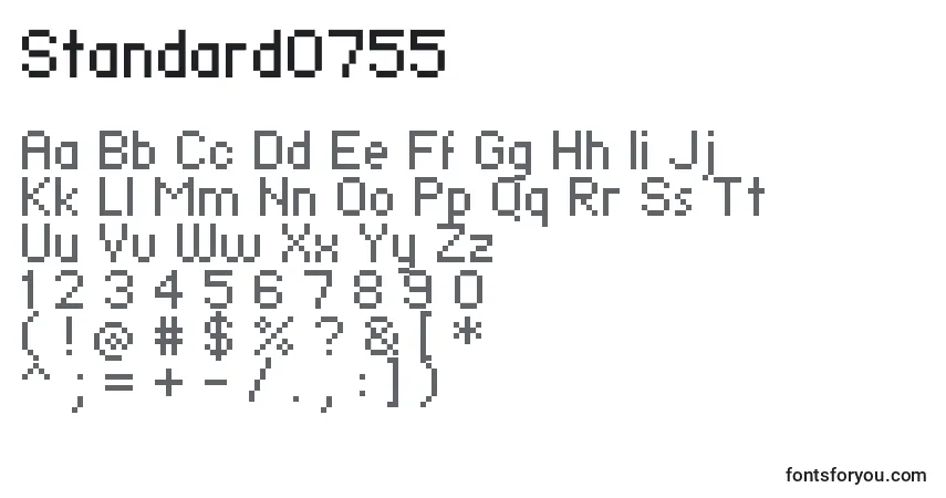 A fonte Standard0755 – alfabeto, números, caracteres especiais