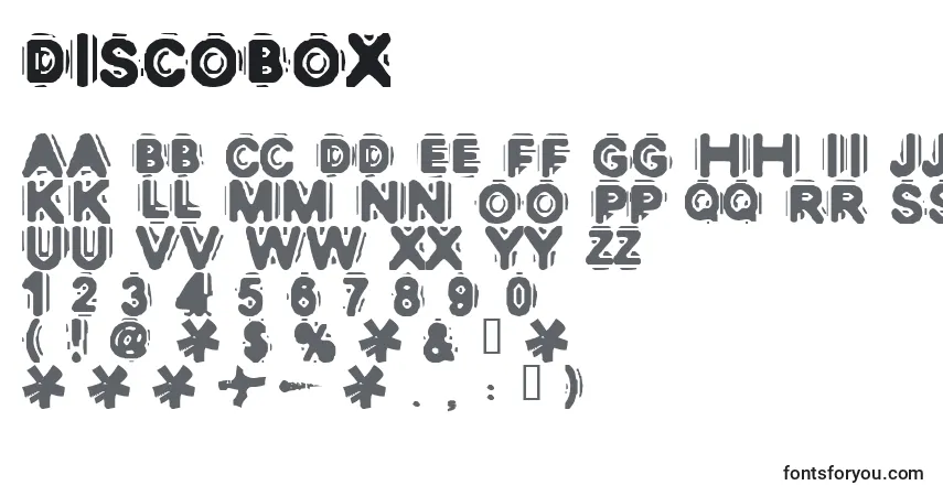 Schriftart Discobox (106459) – Alphabet, Zahlen, spezielle Symbole