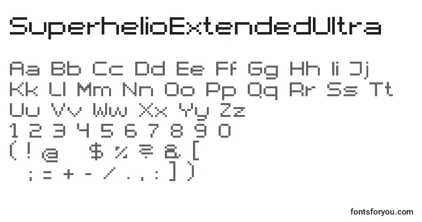 Шрифт SuperhelioExtendedUltra – алфавит, цифры, специальные символы