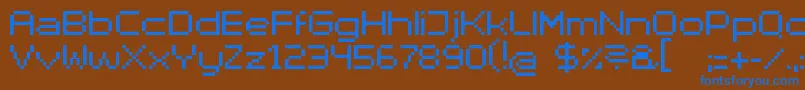 SuperhelioExtendedUltra-Schriftart – Blaue Schriften auf braunem Hintergrund