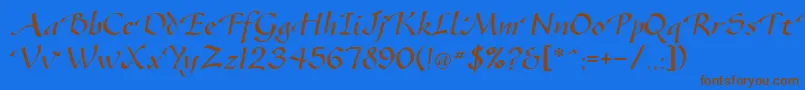 SonyannaScriptSsi Font – Brown Fonts on Blue Background