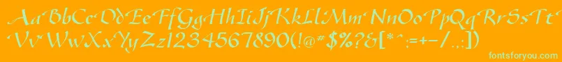 SonyannaScriptSsi Font – Green Fonts on Orange Background