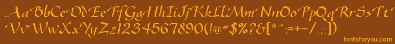 SonyannaScriptSsi Font – Orange Fonts on Brown Background