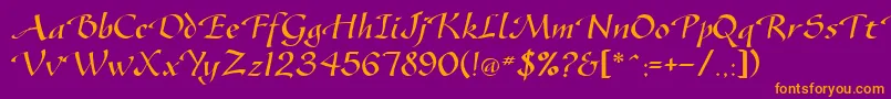 SonyannaScriptSsi Font – Orange Fonts on Purple Background