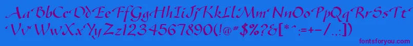 SonyannaScriptSsi Font – Purple Fonts on Blue Background