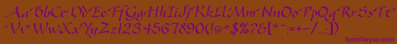SonyannaScriptSsi Font – Purple Fonts on Brown Background