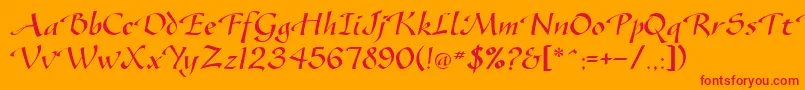 SonyannaScriptSsi Font – Red Fonts on Orange Background
