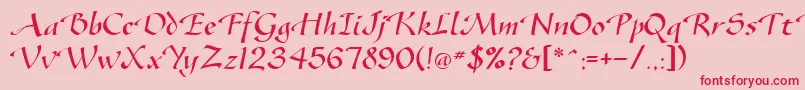 SonyannaScriptSsi-Schriftart – Rote Schriften auf rosa Hintergrund