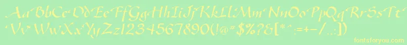 SonyannaScriptSsi Font – Yellow Fonts on Green Background