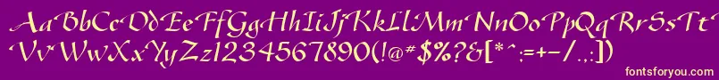 SonyannaScriptSsi Font – Yellow Fonts on Purple Background