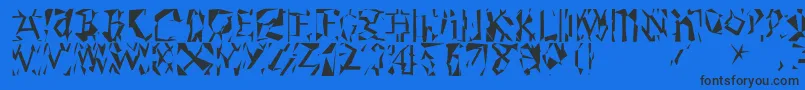 Modernrunes-Schriftart – Schwarze Schriften auf blauem Hintergrund