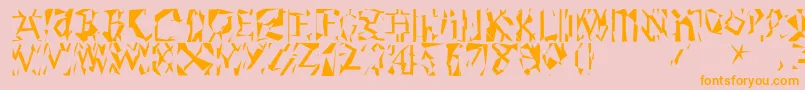 Modernrunes-Schriftart – Orangefarbene Schriften auf rosa Hintergrund