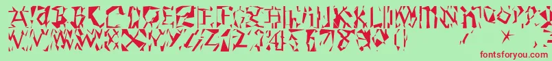 フォントModernrunes – 赤い文字の緑の背景