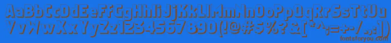 フォントFaktosshadow – 茶色の文字が青い背景にあります。