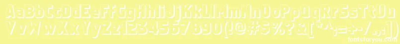 Faktosshadow-Schriftart – Weiße Schriften auf gelbem Hintergrund