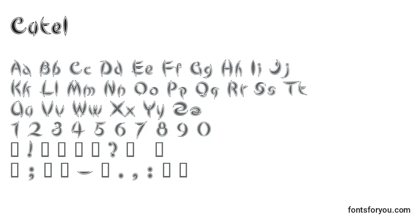 Schriftart Cutel – Alphabet, Zahlen, spezielle Symbole