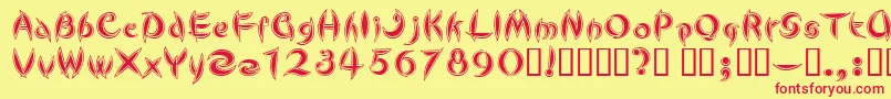 Cutel Font – Red Fonts on Yellow Background