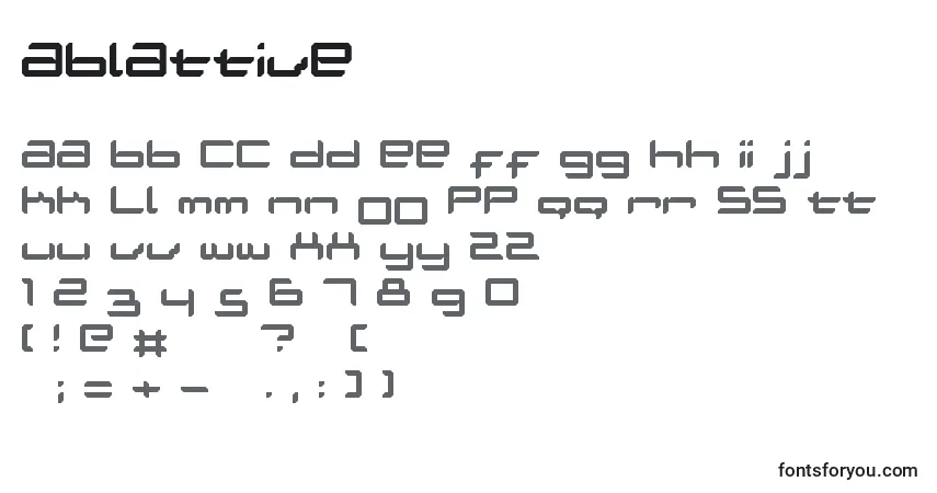 Czcionka Ablattive – alfabet, cyfry, specjalne znaki
