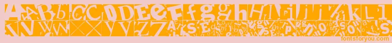 Lettersoupmainz-Schriftart – Orangefarbene Schriften auf rosa Hintergrund