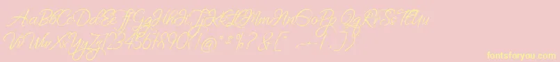 FascinatingCelestina-Schriftart – Gelbe Schriften auf rosa Hintergrund