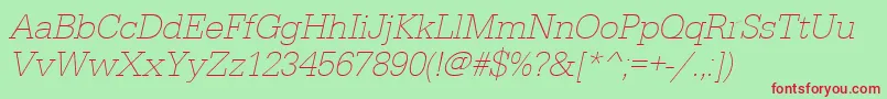 UrwegyptiennetextligOblique Font – Red Fonts on Green Background