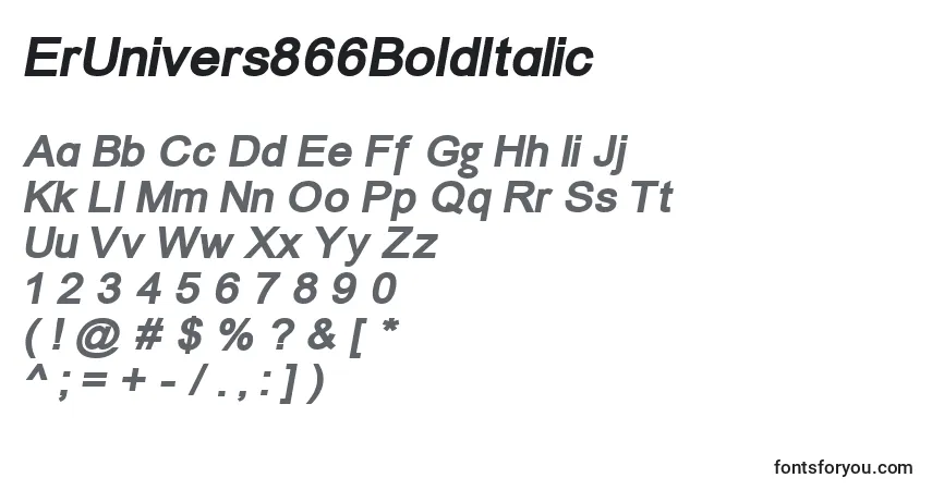 A fonte ErUnivers866BoldItalic – alfabeto, números, caracteres especiais