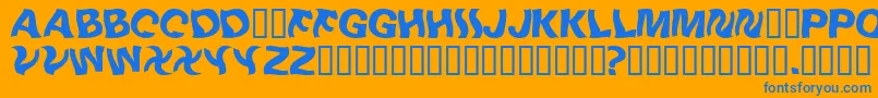 Linusplaysw Font – Blue Fonts on Orange Background