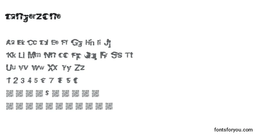 Czcionka Dangerzone – alfabet, cyfry, specjalne znaki