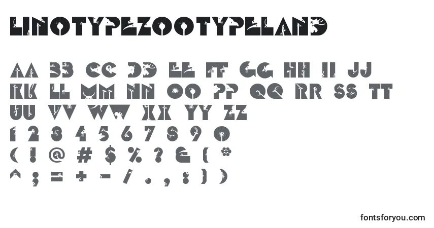 A fonte LinotypezootypeLand – alfabeto, números, caracteres especiais