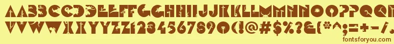 Fonte LinotypezootypeLand – fontes marrons em um fundo amarelo