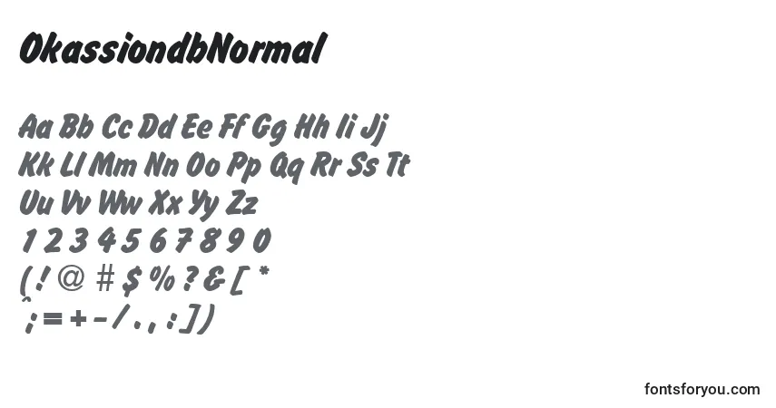 Czcionka OkassiondbNormal – alfabet, cyfry, specjalne znaki