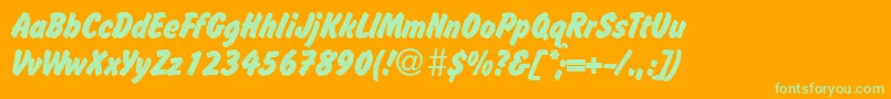 OkassiondbNormal Font – Green Fonts on Orange Background