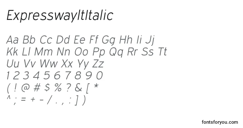 Шрифт ExpresswayltItalic – алфавит, цифры, специальные символы