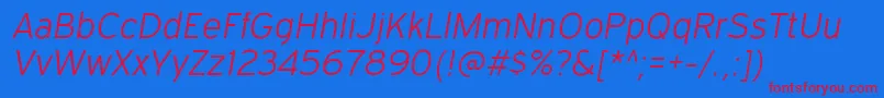 ExpresswayltItalic Font – Red Fonts on Blue Background