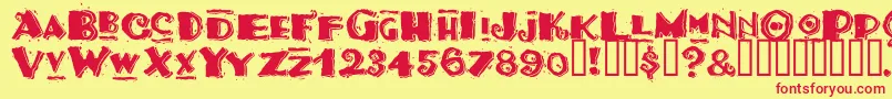 TacoModern-Schriftart – Rote Schriften auf gelbem Hintergrund
