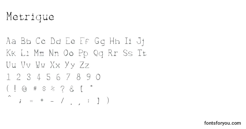 Schriftart Metrique – Alphabet, Zahlen, spezielle Symbole