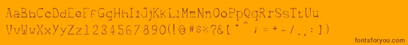 Metrique-Schriftart – Braune Schriften auf orangefarbenem Hintergrund