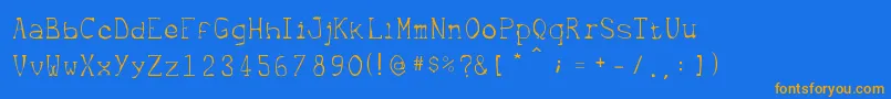 フォントMetrique – オレンジ色の文字が青い背景にあります。