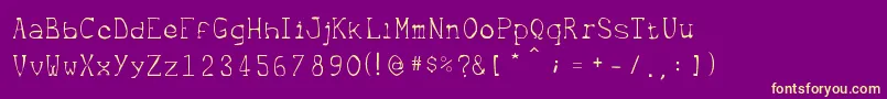 Metrique-Schriftart – Gelbe Schriften auf violettem Hintergrund