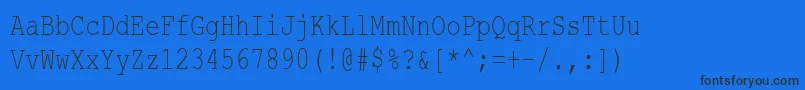 CourierNewCyr75n Font – Black Fonts on Blue Background