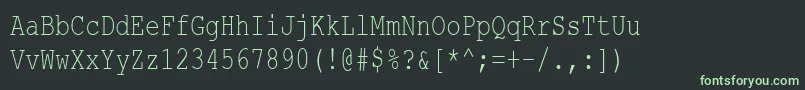 CourierNewCyr75n-fontti – vihreät fontit mustalla taustalla