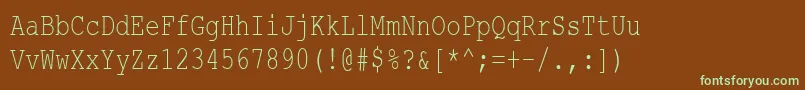 フォントCourierNewCyr75n – 緑色の文字が茶色の背景にあります。