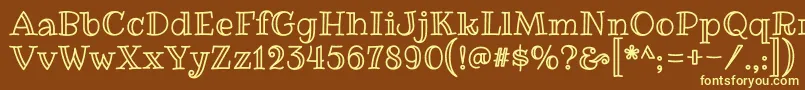 RibeyemarrowRegular-fontti – keltaiset fontit ruskealla taustalla